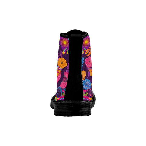 Image of Bursting Colorful Peaceful Floral Hippie Womens Boots, Rain Boots,Hippie,Combat Style Boots,Emo Punk