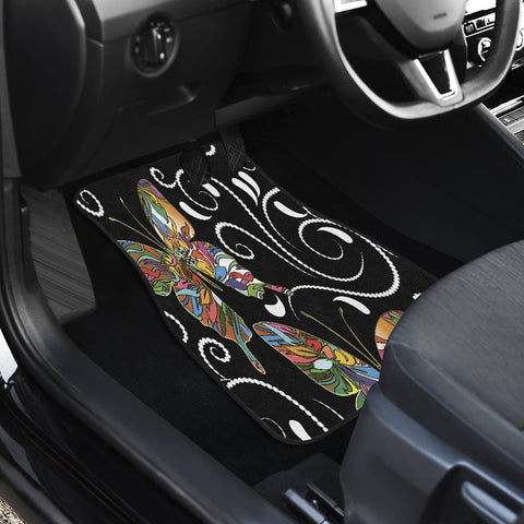 Image of Butterfly Pattern Mandala Car Mats Back/Front, Floor Mats Set, Car Accessories