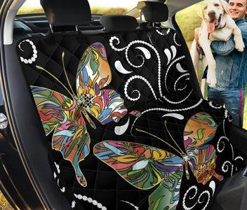 Butterfly Pattern Mandala , Abstract Art Car Back Seat Pet Covers, Backseat