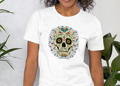 Calavera Sugar Skull Unisex T,Shirt, Mens, Womens, Short Sleeve Shirt, Graphic