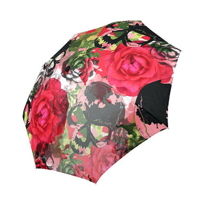 Camo Background with Flowers Skulls Auto-Foldable Umbrella (Model U04)