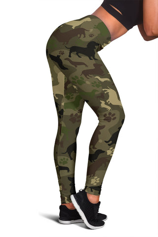 Image of Camouflage Dog Low Rise Capri Leggings,Womens Leggings,Yoga Pants, Polyester Spandex Tights, Activewear Leggings,Womens Leggings