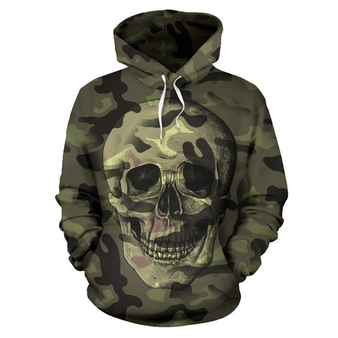Image of Camouflage Skull Hippie Hoodie,Custom Hoodie, Floral, Fashion Wear,Fashion Clothes,Handmade Hoodie,Floral,Pullover Hoodie