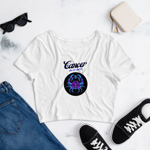Image of Cancer Zodiac Women’S Crop Tee, Fashion Style Cute crop top, casual outfit, Crop
