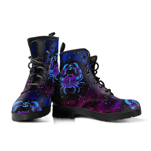 Image of Women’s Vegan Leather Boots , Cancer Zodiac Sign Astrology , Cosmos Sky