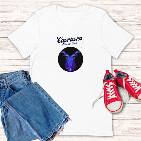 Image of Capricorn Zodiac Unisex T,Shirt, Mens, Womens, Short Sleeve Shirt, Graphic Tee,