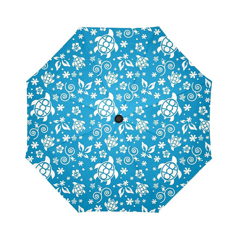 Image of Cartoon Blue Sea Turtle Auto-Foldable Umbrella (Model U04)