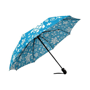 Cartoon Blue Sea Turtle Auto-Foldable Umbrella (Model U04)