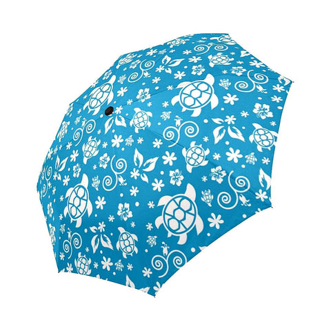 Image of Cartoon Blue Sea Turtle Auto-Foldable Umbrella (Model U04)