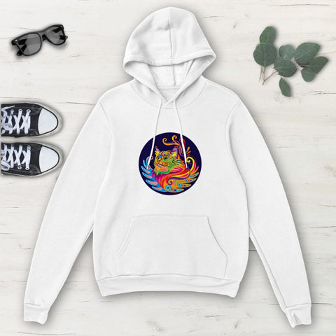 Image of Cat Abstract Colorful Multicolored Classic Unisex Pullover Hoodie, Mens, Womens,
