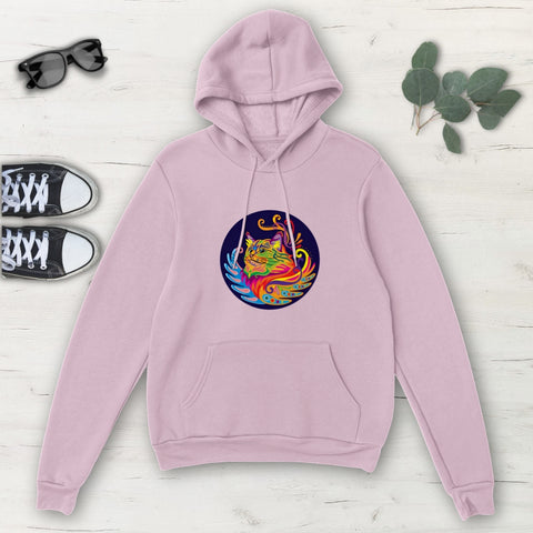 Image of Cat Abstract Colorful Multicolored Classic Unisex Pullover Hoodie, Mens, Womens,