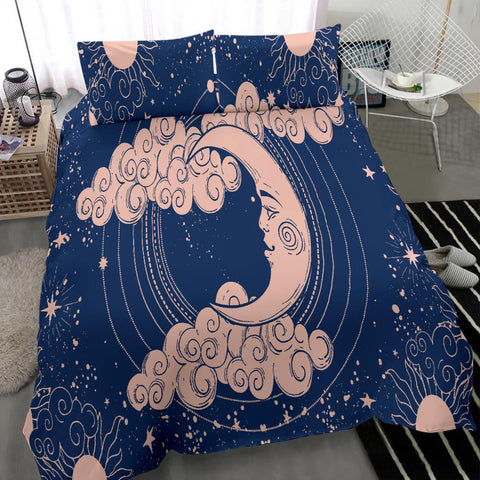 Image of Celestial Sun Moon And Stars Comforter Cover,Twin Duvet Cover,Multi Colored,Quilt Cover,Bedroom Set,Bedding Set,Pillow Case,Bedding Coverlet
