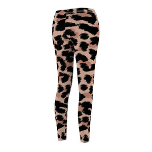 Cheetah Leopard Animal Print Women's Cut & Sew Casual Leggings, Yoga Pants,