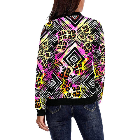 Image of Cheetah Seamless Textile Pattern Print Jacket Floral, Hippie, Colorful Feathers, Bright Colorful, Fashion