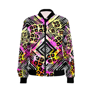 Cheetah Seamless Textile Pattern Print Jacket Floral, Hippie, Colorful Feathers, Bright Colorful, Fashion