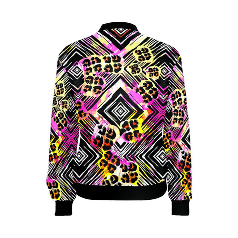 Image of Cheetah Seamless Textile Pattern Print Jacket Floral, Hippie, Colorful Feathers, Bright Colorful, Fashion