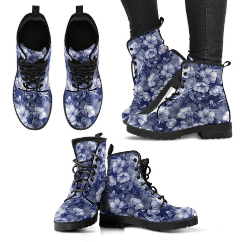 Image of Cherry Blossom Women's Vegan Leather Boots, Multi,Coloured, Combat Style,