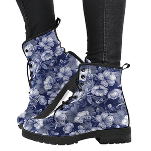 Cherry Blossom Women's Vegan Leather Boots, Multi,Coloured, Combat Style,