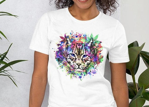 Image of Color Burst Abstract Cat Unisex T,Shirt, Mens, Womens, Short Sleeve Shirt,