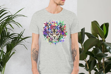 Color Burst Abstract Cat Unisex T,Shirt, Mens, Womens, Short Sleeve Shirt,