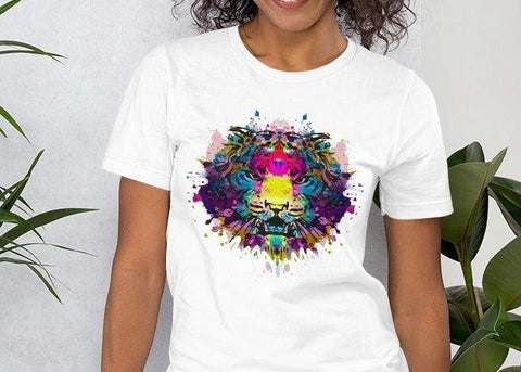 Image of Color Burst Abstract Tiger Unisex T,Shirt, Mens, Womens, Short Sleeve Shirt,
