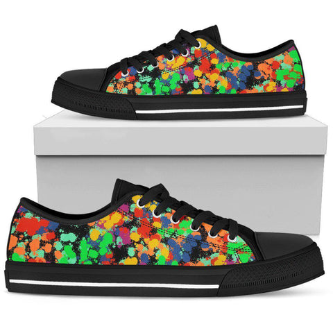 Image of Color Paint Splash High Quality,Handmade Crafted,Spiritual, Low Tops Sneaker, Canvas Shoes,High Quality, Multi Colored,
