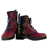 Women's Chakra Lotus Vegan Leather Boots , Handcrafted Ankle Boots , Bohemian