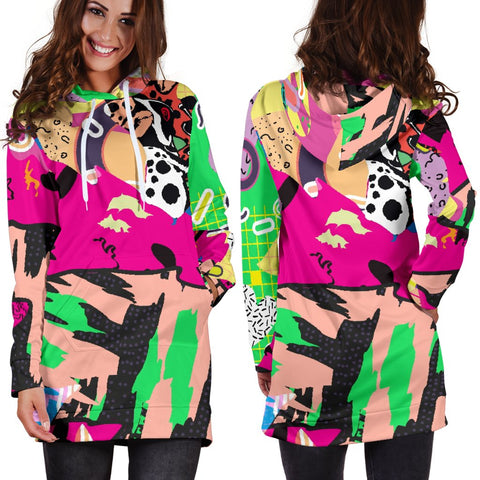 Image of Colorful Abstract Animal Print Womens Hoodie Dress, Gift Custom Made,Womens Hoodie Dress,Custom Printed,Woman Girl Dresses Sweatshirt