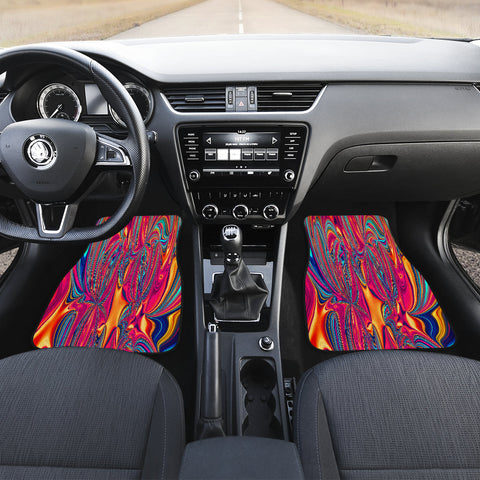 Image of Colorful Abstract Art neon Car Mats Back/Front, Floor Mats Set, Car Accessories