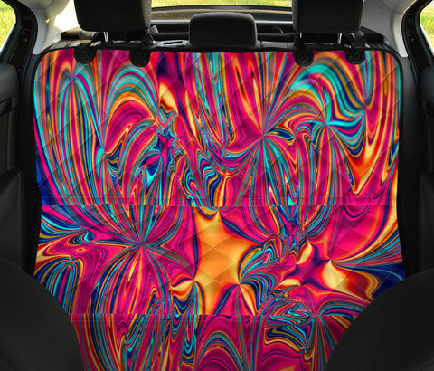 Image of Colorful Neon Abstract Art , Vibrant Car Back Seat Pet Covers, Backseat