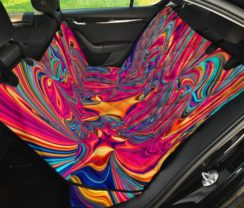 Colorful Neon Abstract Art , Vibrant Car Back Seat Pet Covers, Backseat