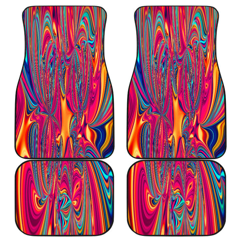 Image of Colorful Abstract Art neon Car Mats Back/Front, Floor Mats Set, Car Accessories