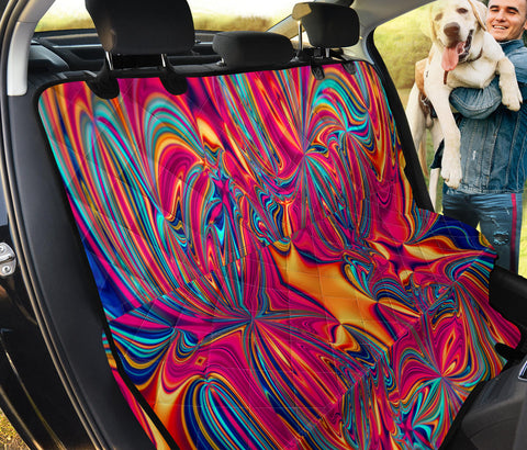 Image of Colorful Neon Abstract Art , Vibrant Car Back Seat Pet Covers, Backseat