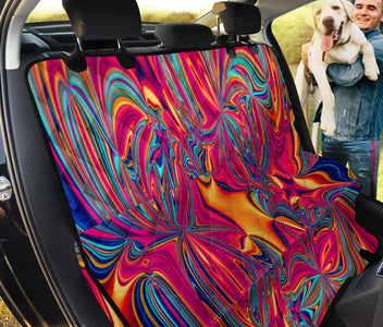 Colorful Neon Abstract Art , Vibrant Car Back Seat Pet Covers, Backseat