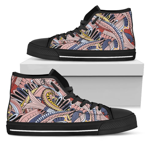 Image of Colorful Abstract Canvas Shoes,High Quality,All Star,Custom Shoes,Womens High Top,Bright Colorful,Mandala shoes,Fashion Shoes,Casual Shoes