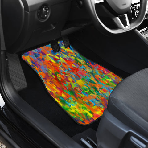 Image of Colorful Abstract Design Car Mats Back/Front, Floor Mats Set, Car Accessories