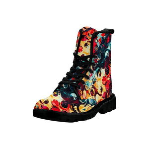 Colorful Abstract Design Combat Style Boots, Custom Boots,Boho Chic Boots,Spiritual ,Comfortable Boots