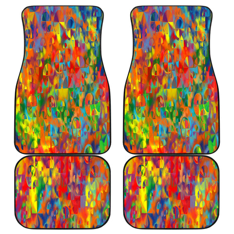 Image of Colorful Abstract Design Car Mats Back/Front, Floor Mats Set, Car Accessories