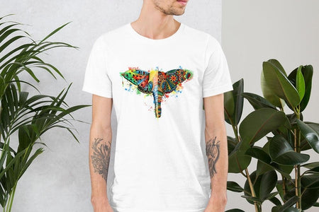Colorful Abstract Elephant Unisex T,Shirt, Mens, Womens, Short Sleeve Shirt,