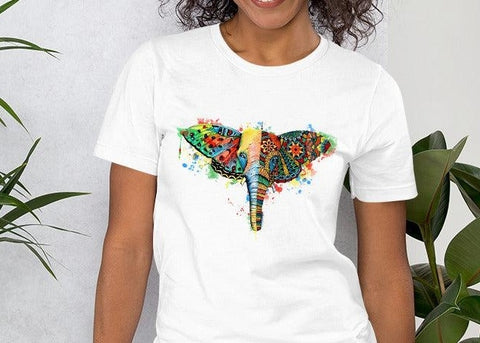 Image of Colorful Abstract Elephant Unisex T,Shirt, Mens, Womens, Short Sleeve Shirt,