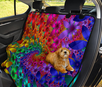 Colorful Abstract Floral Petals Design - Vibrant Car Back Seat Pet Covers, Artistic Backseat Protector, Unique Car Accessories