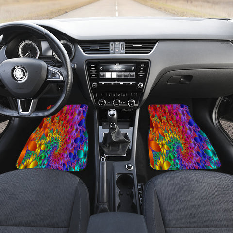 Image of Colorful Abstract Floral Petals Car Mats Back/Front, Floor Mats Set, Car