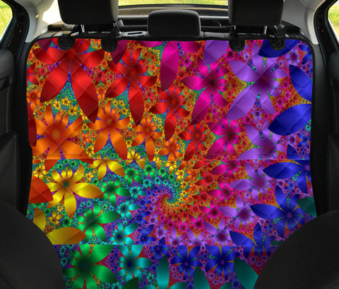 Image of Colorful Abstract Floral Petals Design - Vibrant Car Back Seat Pet Covers, Artistic Backseat Protector, Unique Car Accessories
