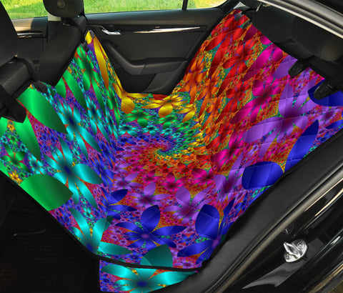 Image of Colorful Abstract Floral Petals Design - Vibrant Car Back Seat Pet Covers, Artistic Backseat Protector, Unique Car Accessories