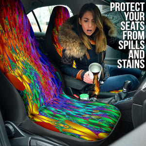 Abstract Floral Petals Car Seat Covers, Colorful Front Seat Protectors Pair,