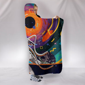 Colorful Abstract Galaxy Spaceman Blanket,Sherpa Blanket,Bright Colorful, Hooded blanket,Blanket with Hood,Soft Blanket,Hippie Hooded