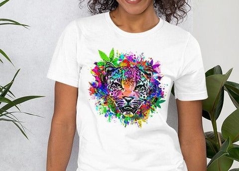 Image of Colorful Abstract Leopard Unisex T,Shirt, Mens, Womens, Short Sleeve Shirt,