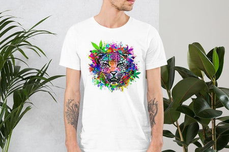 Colorful Abstract Leopard Unisex T,Shirt, Mens, Womens, Short Sleeve Shirt,