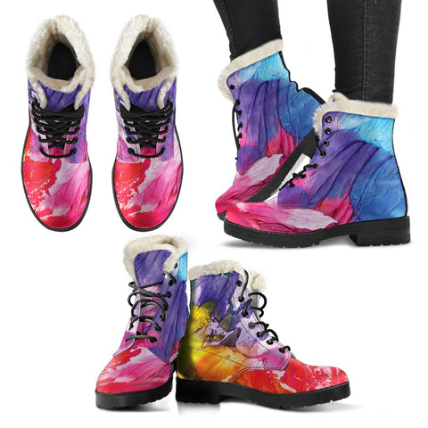 Image of Colorful Abstract Paint Ankle Boots,Custom Boots,Boho Chic boots,Spiritual,Comfortable Boots,Womens Boots,Combat Boots Lolita Combat Boots
