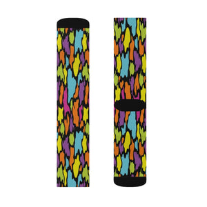 Colorful Abstract Paint Blobs Long Sublimation Socks, High Ankle Socks, Warm and